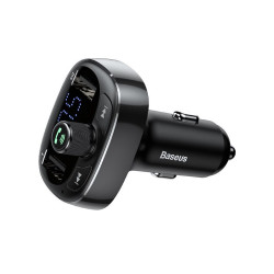 Baseus Car Charger Bluetooth Fm Transmitter T-Typed MP3 USB TF microSD 3.4A Black (CCALL-TM01) (BASCCALL-TM01)
