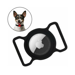 Hurtel AirTag case Silicone flexible cover collar loop case for pet dog cat Black (TAGCASBK) (HRTTAGCASBK)