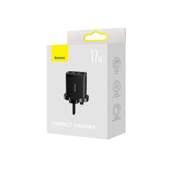 Baseus Travel Charger Compact wall Charger 17W (UK plug) Black (CCXJ020301) (BASCCXJ020301)
