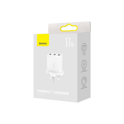 Baseus Travel Charger Compact wall Charger 17W (UK plug) White (CCXJ020302) (BASCCXJ020302)